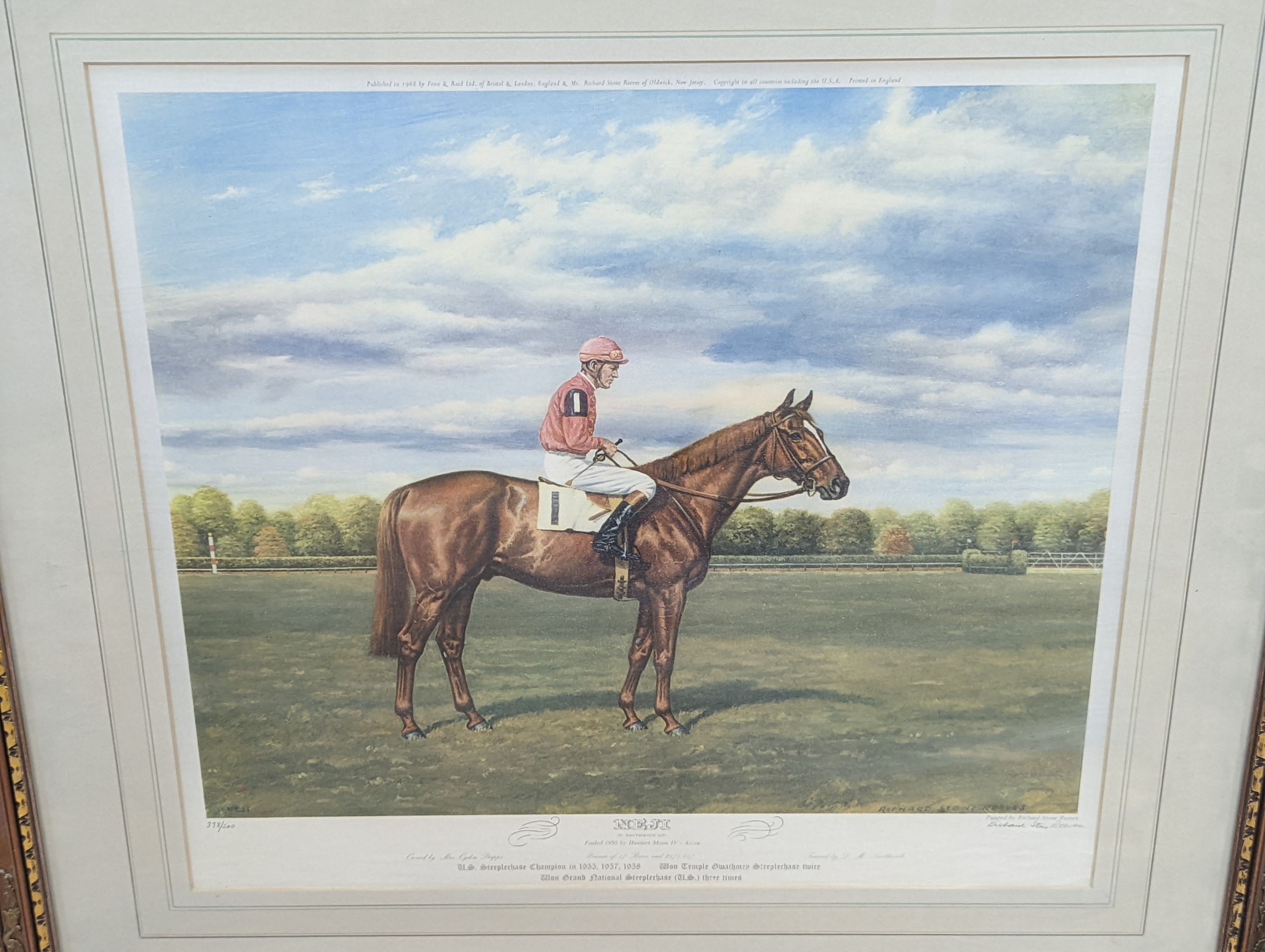 Richard Stone Reeves (1919-2005), set of four limited edition prints, Portraits of racehorses: Neji, Pibot, Buckpasser and Kelso, signed in pencil and numbered from the edition of 500, 44 x 48cm
